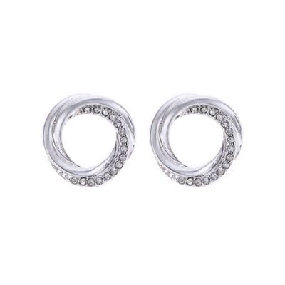 Silver pave circle earring
